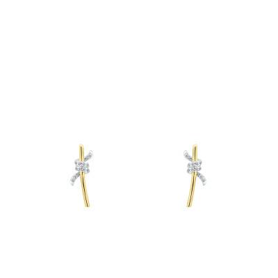 750/1000 Two-Tone Gold Bow Diamond 2 x 0.11 ct Drop Earrings - Ocarat