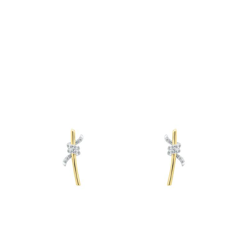 750/1000 Two-Tone Gold Bow Diamond 2 x 0.11 ct Drop Earrings - Ocarat