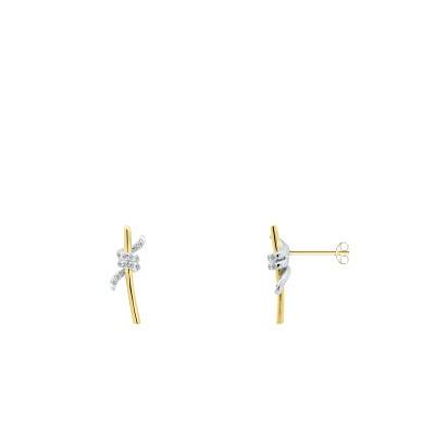 750/1000 Two-Tone Gold Bow Diamond 2 x 0.11 ct Drop Earrings - Ocarat