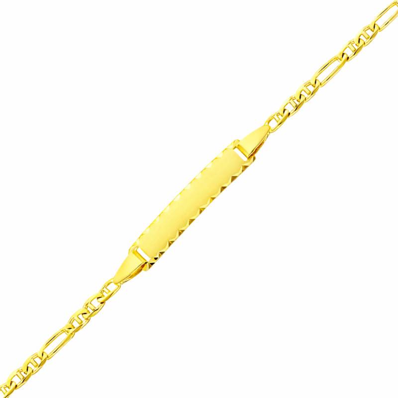 750/1000 18K Yellow Gold Triple Alternating Mariner Chain Baby ID Bracelet, Adjustable Length 14 cm - Bambins