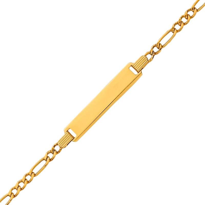 750 Yellow Gold Junior Baby ID Bracelet, Length 18 cm, Width 2.50 mm - Bambins