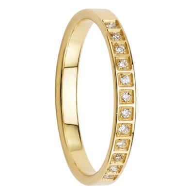 375/1000 Yellow Gold Pavé Diamond Wedding Ring 12 Diamonds, 2.50 mm Wide - Fair'Belle