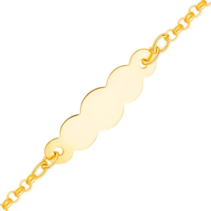 Cloud Rolo Chain Baby ID Bracelet in 375/1000 or 750/1000 Yellow Gold, Adjustable 16 cm - Bambins