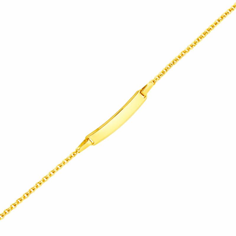 750/1000 Yellow Gold Rectangular Baby ID Bracelet Rolo Chain, Adjustable Length 13 cm - Bambins