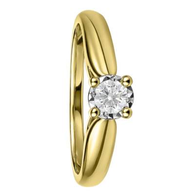 Solitaire Diamant 0,10 ct en Or Jaune 375, Taille 54 - Ocarat