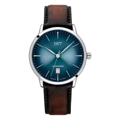 Silver Midnight Blue Leather EDMOND Watch 1977P01164 - 1977