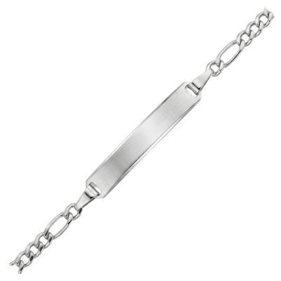Triple Alternating Oval Link ID Bracelet in 375 White Gold, Adjustable Length 15 cm - Bambins