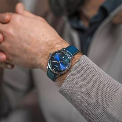 Montre EDMOND bleu argenté cuir 1977P01166 - 1977