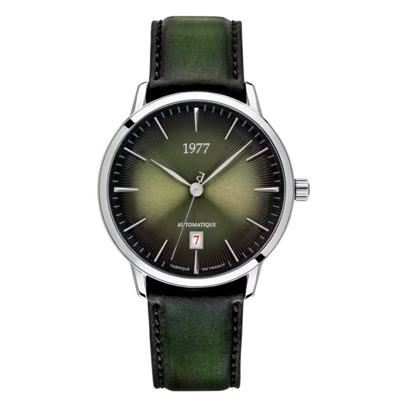 EDMOND Silver Green Leather Watch 1977P01177 - 1977