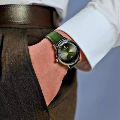 EDMOND Silver Green Leather Watch 1977P01177 - 1977