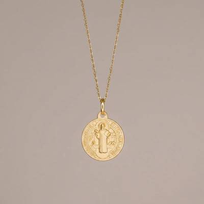 Médaille Scapulaire Saint Benoit Or Jaune 750, Diamètre 12 mm à 24 mm - Lumiosa
