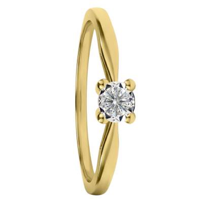 Bague de Fiançailles Diamant 0,10 ct en Or Jaune 375, Taille 54 - Ocarat