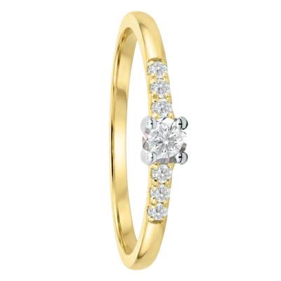 Bague de Fiançailles Diamants 0,13 ct en Or Jaune 375, Taille 54 - Ocarat