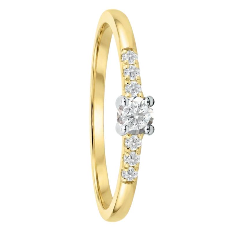 Bague de Fiançailles Diamants 0,13 ct en Or Jaune 375, Taille 54 - Ocarat