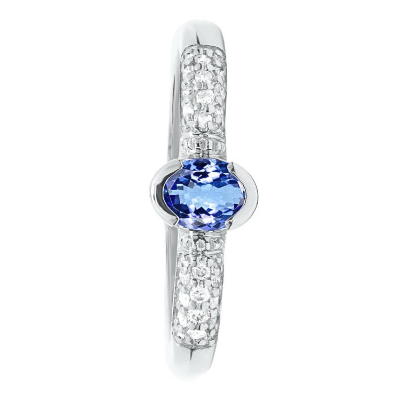 750/1000 White Gold Ceylon Sapphire & Diamond 0.18 ct Accompanied Solitaire Ring Size 53 - Ocarat