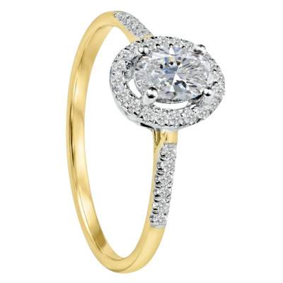 Bague Solitaire Accompagné Diamants de Synthèse 0,58 ct en 2 Ors 750, Taille 54 - Ocarat