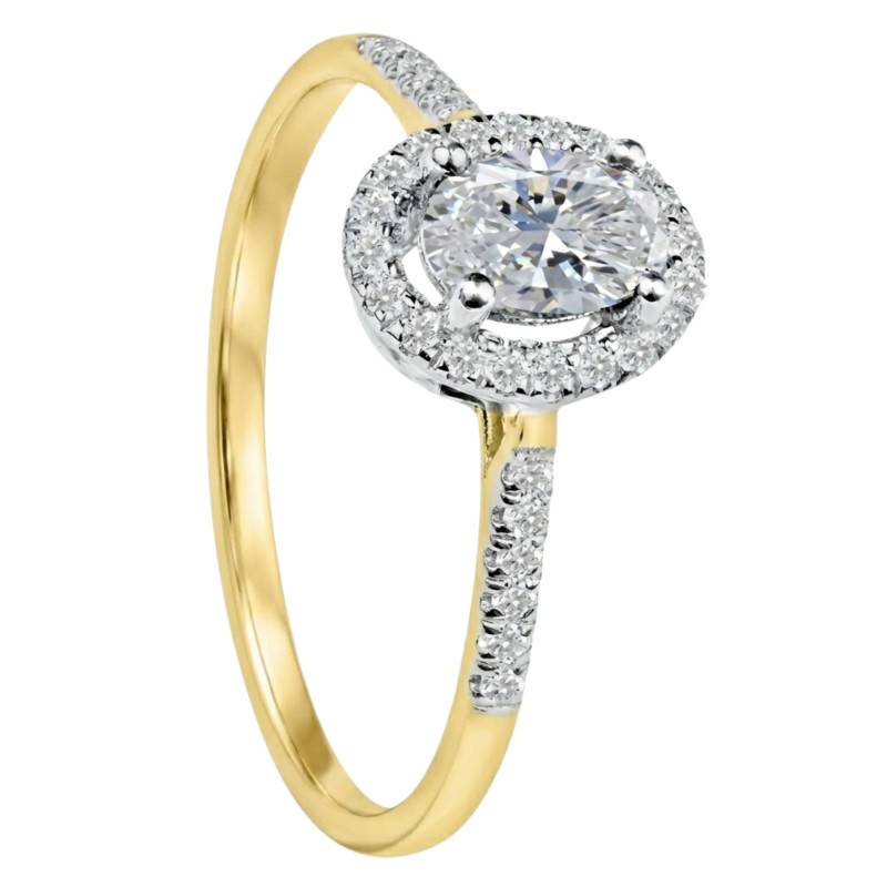 Bague Solitaire Accompagné Diamants de Synthèse 0,58 ct en 2 Ors 750, Taille 54 - Ocarat
