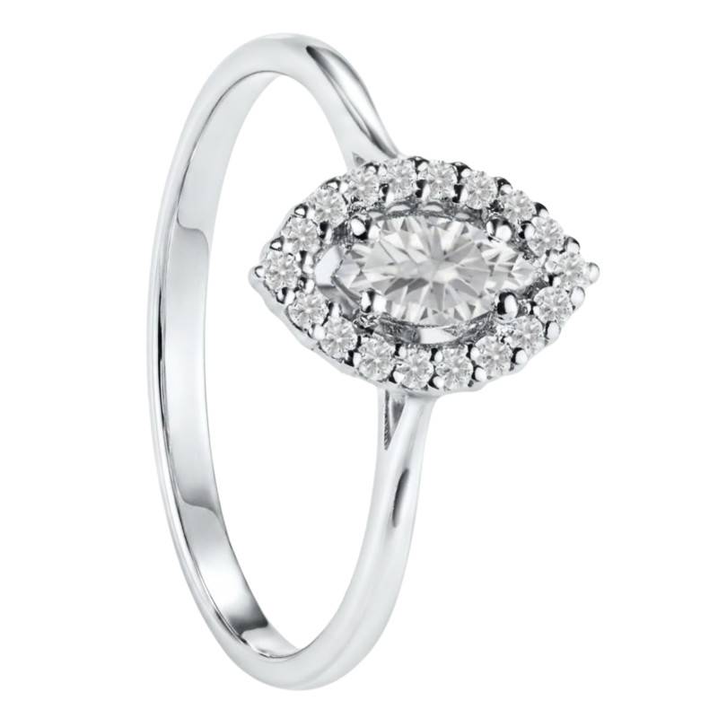 Solitaire Accompagné Marquise Diamants de Synthèse 0,40 ct en Or Blanc 750, Taille 54 - Ocarat