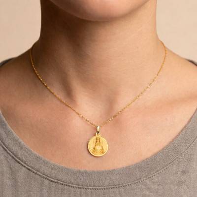 Médaille Sainte Barbe Biseauté et Mate en Or Jaune 750, Diamètre 18,00 mm - Ocarat