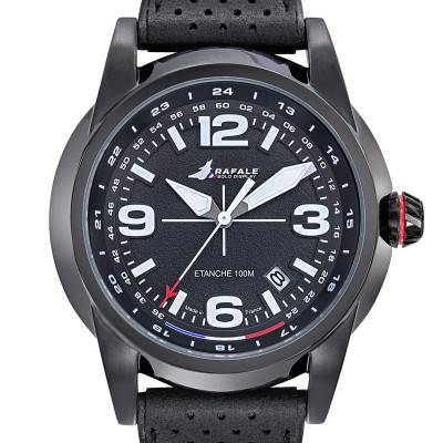 Rafale Solo Display RSD Black Dial and Leather Watch 666022 - Patrouille de France