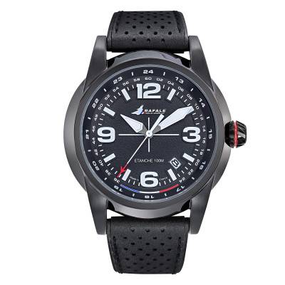 Rafale Solo Display RSD Black Dial and Leather Watch 666022 - Patrouille de France