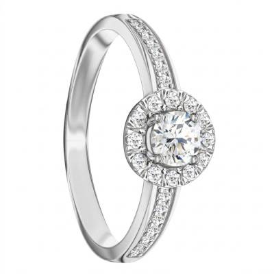 Bague Solitaire Accompagné Diamants de Synthèse 0,50 ct en Or Blanc 750, Taille 54 - Ocarat