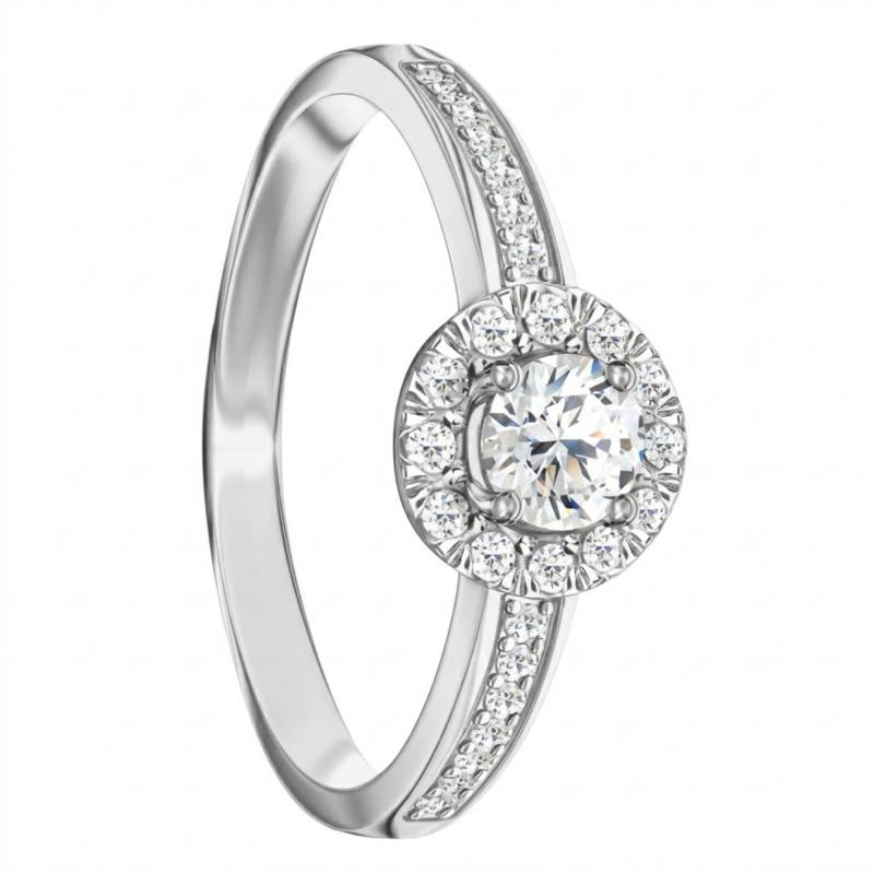 Bague Solitaire Accompagné Diamants de Synthèse 0,50 ct en Or Blanc 750, Taille 54 - Ocarat