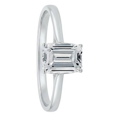 Bague Solitaire Diamant de Synthèse Forme Émeraude 1,00 ct en Or Blanc 750, Taille 54 - Ocarat