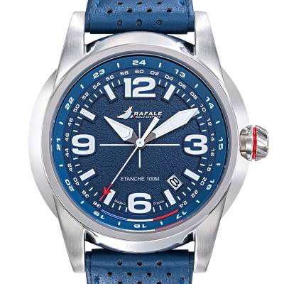 Rafale Solo Display RSD Blue Dial and Leather Watch 666020 - Patrouille de France