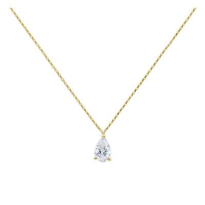 Collier Diamant de Synthèse 0,50 ct en Or Jaune 750, Longueur 42 cm Ajustable - Emanessence