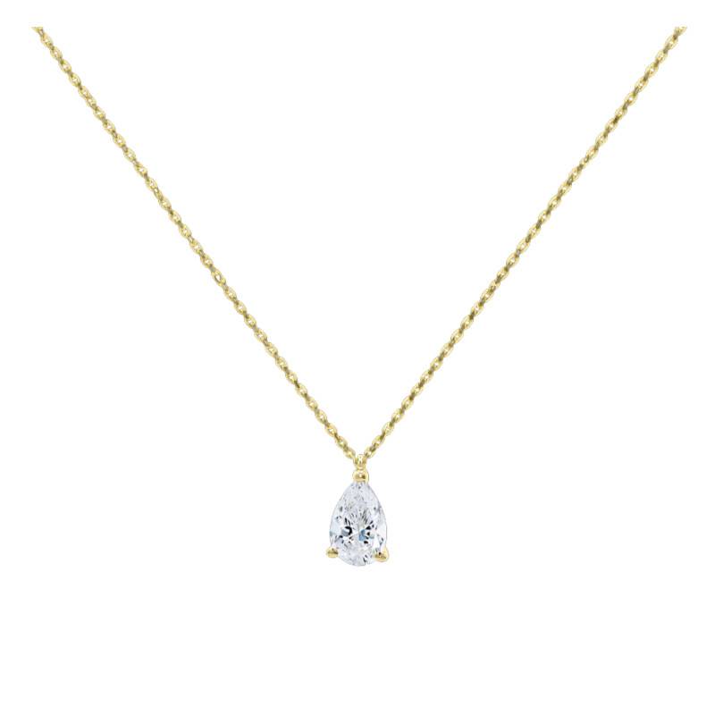 Collier Diamant de Synthèse 0,50 ct en Or Jaune 750, Longueur 42 cm Ajustable - Ocarat