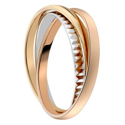 3-Tone 375/1000 Gold Polished and Notched Interlaced Wedding Ring, Width 2.00 mm - Fair'Belle