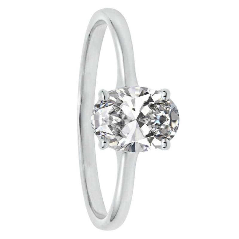 Solitaire Diamant de Synthèse Ovale 0,75 ct en Or Blanc 750, Taille 54 - Ocarat