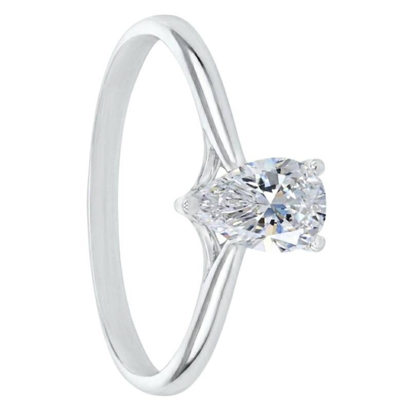 Solitaire Diamant de Synthèse Poire 0,50 ct en Or Blanc 750, Taille 53 - Ocarat