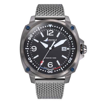 Rafale Solo Display PILOTE Steel Black Dial Watch 666036 - Patrouille de France