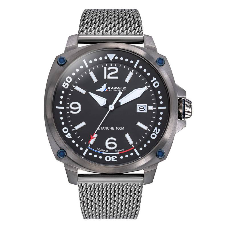 Rafale Solo Display PILOTE Steel Black Dial Watch 666036 - Patrouille de France