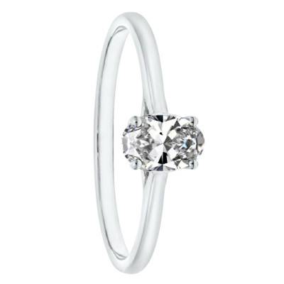 Solitaire Berceau Diamant de Synthèse 0,50 ct en Or Blanc 750, Taille 54 - Ocarat