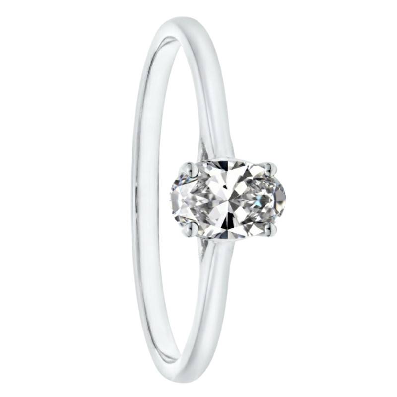 750/1000 White Gold Lab-Grown Diamond Cradle Solitaire 0,50 ct, Size 54 - Ocarat
