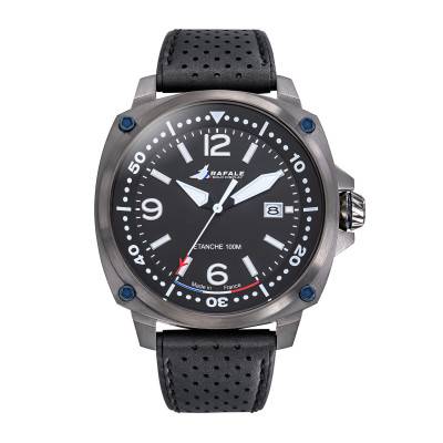 Black Leather Pilot wall clock Rafale Solo Display 666035 - Patrouille de France