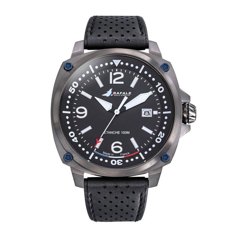 Black Leather Pilot wall clock Rafale Solo Display 666035 - Patrouille de France