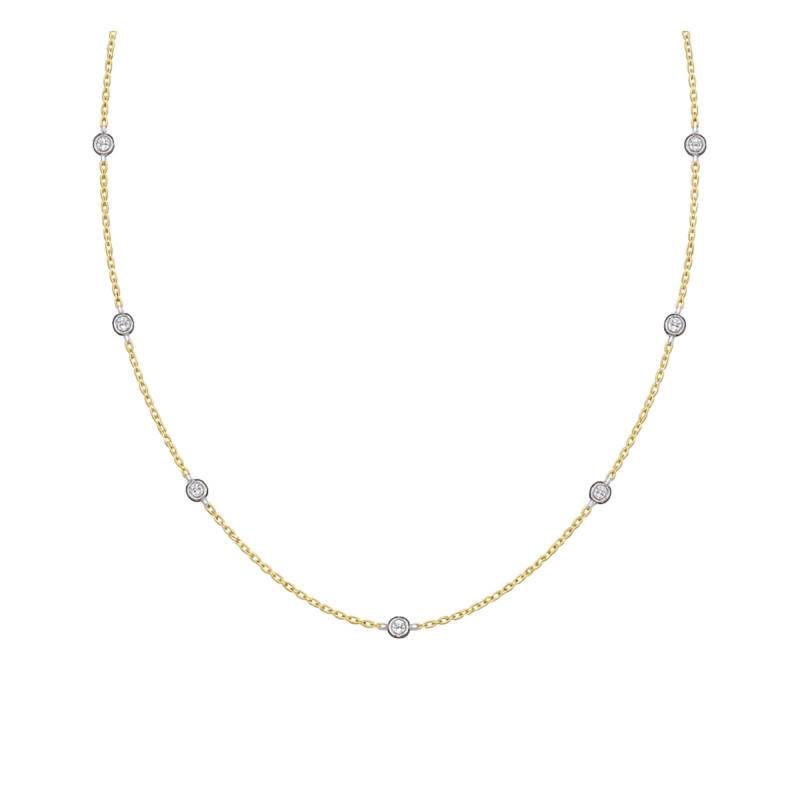 Collier Diamants de Synthèse 0,68 ct en 2 Ors 750, Longueur 50 cm - Ocarat