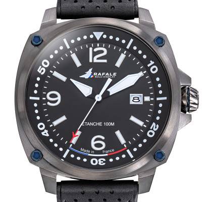 Black Leather Pilot wall clock Rafale Solo Display 666035 - Patrouille de France