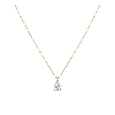 Collier Diamant de Synthèse Poire 0,36 ct en Or Jaune 750, Longueur 40 cm Ajustable - Ocarat