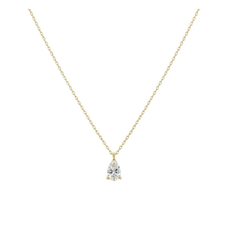 Collier Diamant de Synthèse Poire 0,36 ct en Or Jaune 750, Longueur 40 cm Ajustable - Ocarat