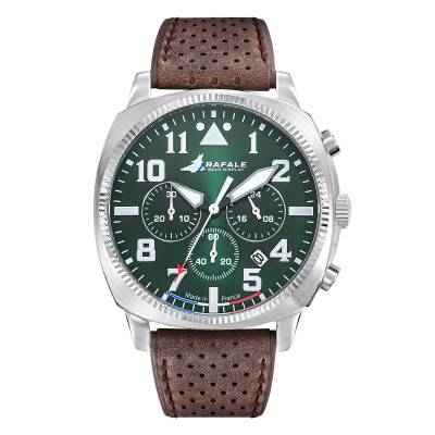 Rafale Solo Display COACH Chrono Green Brown Leather Watch 666026 - Patrouille de France
