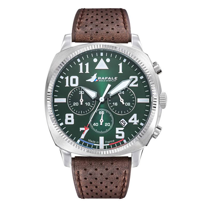 Rafale Solo Display COACH Chrono Green Brown Leather Watch 666026 - Patrouille de France