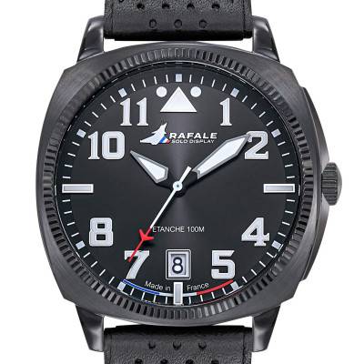Rafale Solo Display COACH Black Leather Watch 666033 - Patrouille de France