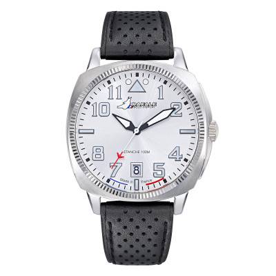 Black Leather Stainless Steel Rafale Solo Display COACH Watch 666030 - Patrouille de France