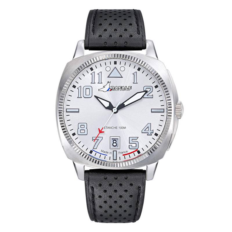 Black Leather Stainless Steel Rafale Solo Display COACH Watch 666030 - Patrouille de France