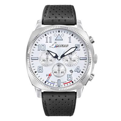Rafale Solo Display COACH Chrono Steel Black Leather Watch 666024 - Patrouille de France